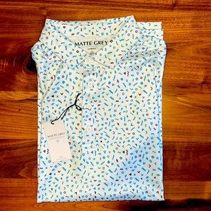 Matte Grey brand Inca pattern golf shirt.  New with tags.